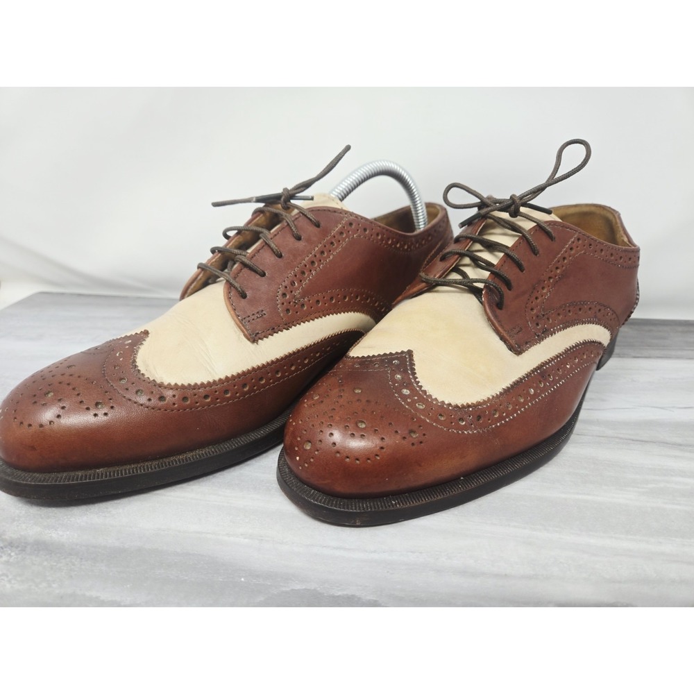 Vintage Cole Haan Wingtip Oxford Spectator Flex Comfort 2 Tone Dress Shoes 8.5 D - Picture 6 of 11